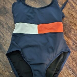 Tommy Hilfiger Navy and Orange Women's Swimsuit